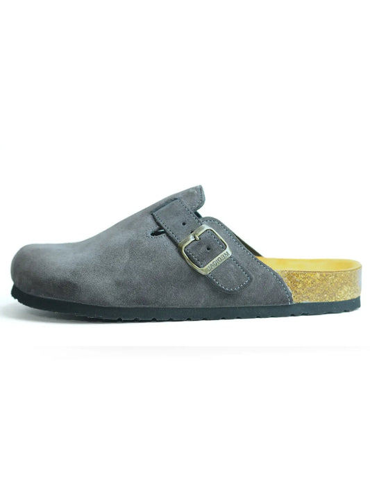 sabots gris fonce daim