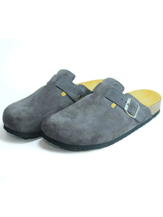 sabots gris fonce daim