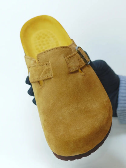 sabot beige fonce daim